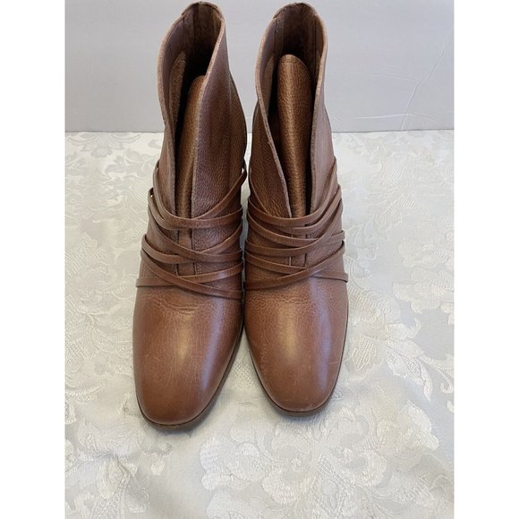 Bernardo Felicity Brown Leather Boots Stacked Heal Size 8.5 M Slip On Comfort - Picture 2 of 16